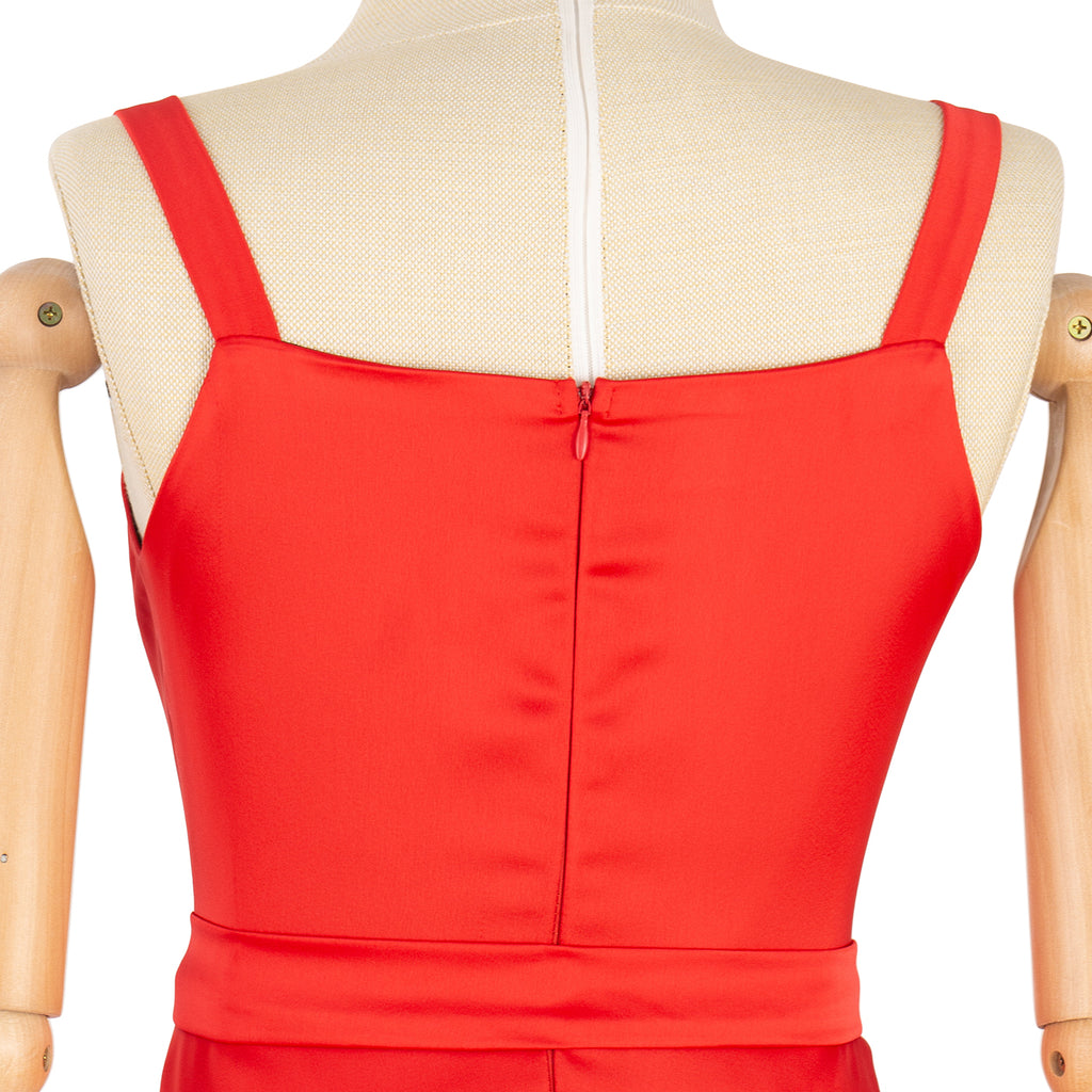 Red Satin Wrap Dress with Straps