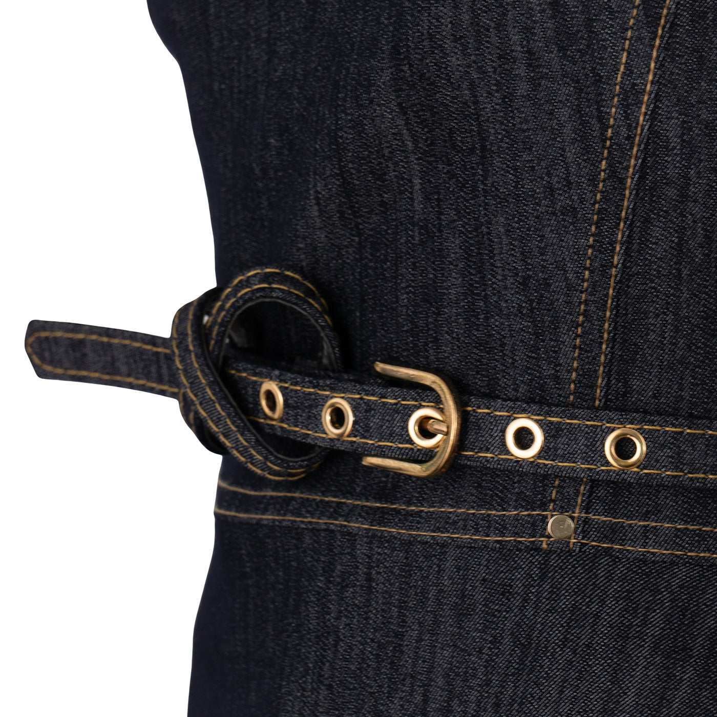 Denim Suit with Corset Top and Embroidery