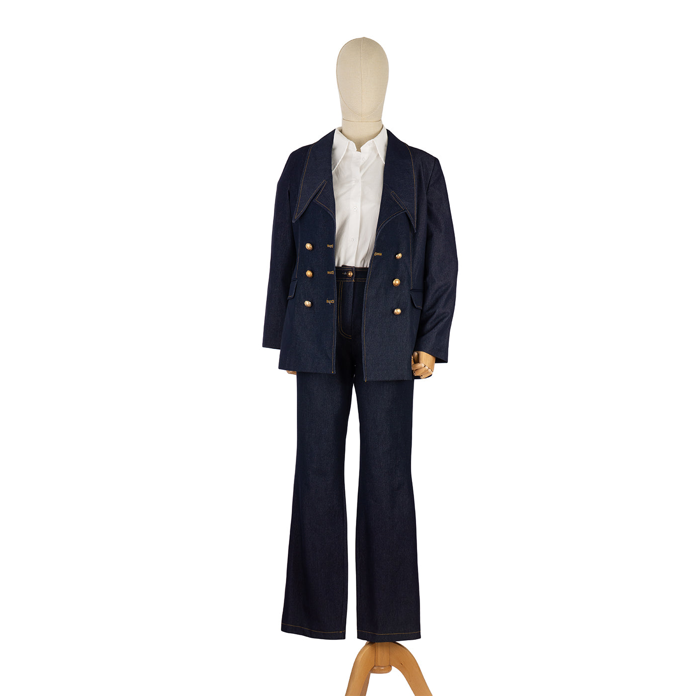 Denim Suit with Double-Breasted Blazer