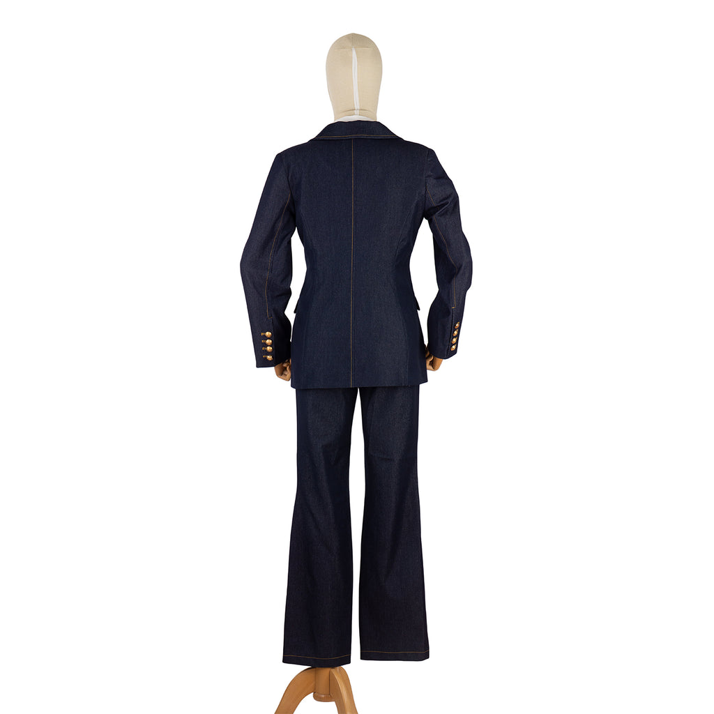 Denim Suit with Double-Breasted Blazer