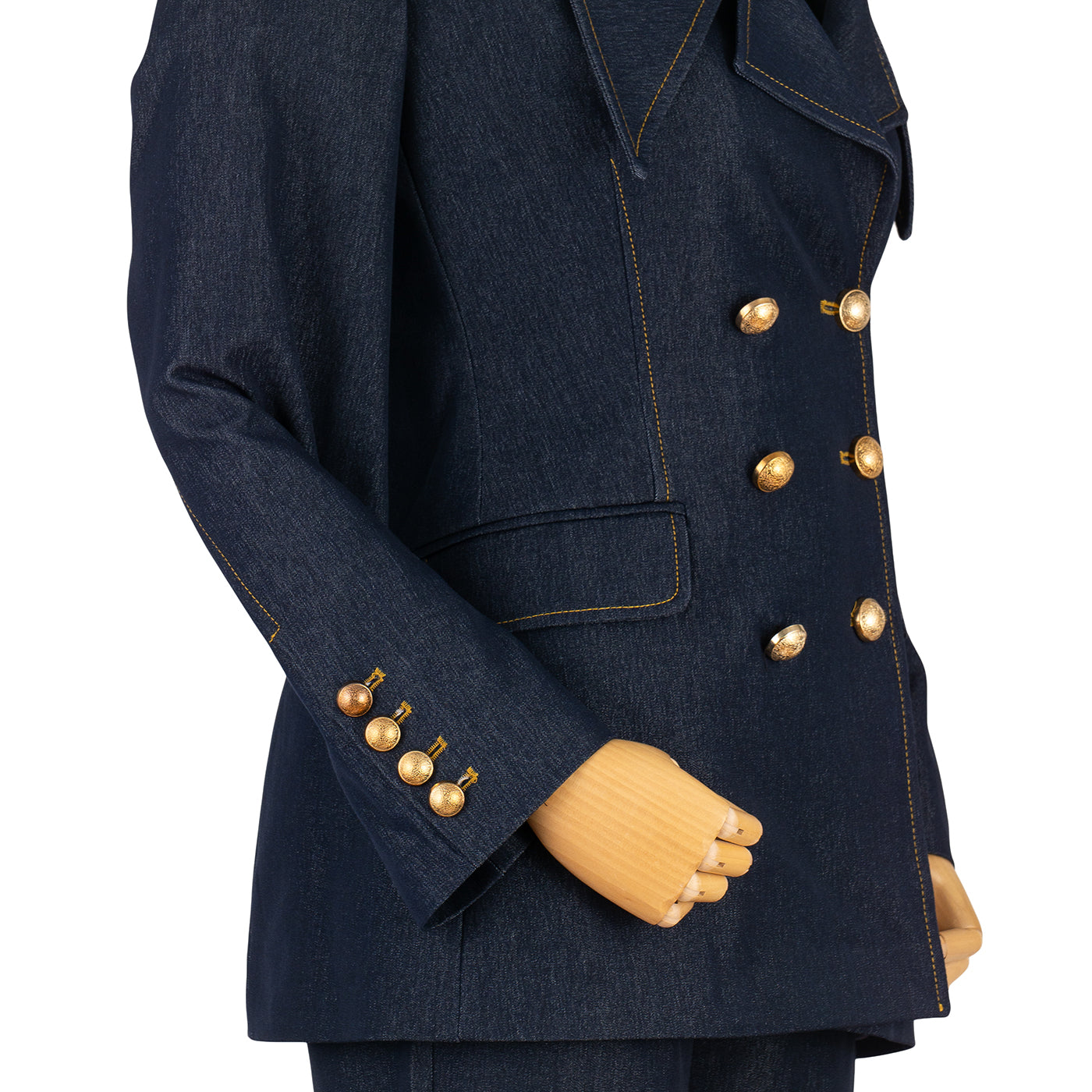 Denim Suit with Double-Breasted Blazer