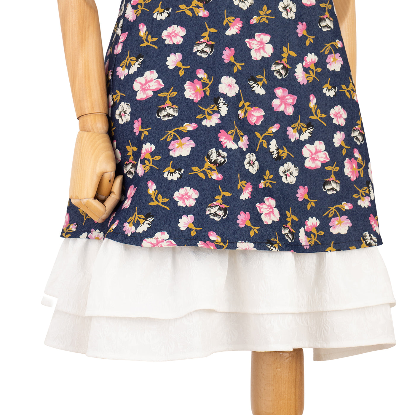 Floral Print Dress with White Ruffle Hem