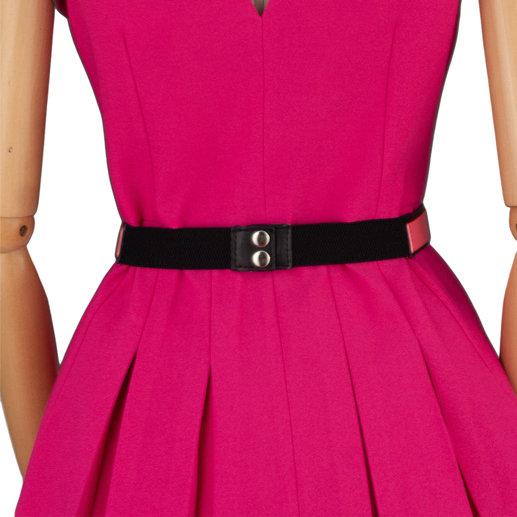 Sleeveless Tulle Skirt Dress with Vest-Style Top and Belt