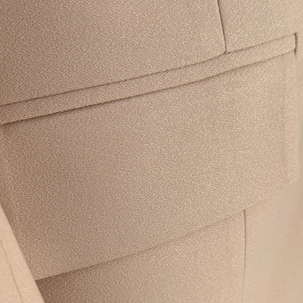Beige Double-Breasted Suit with Pearl Buttons