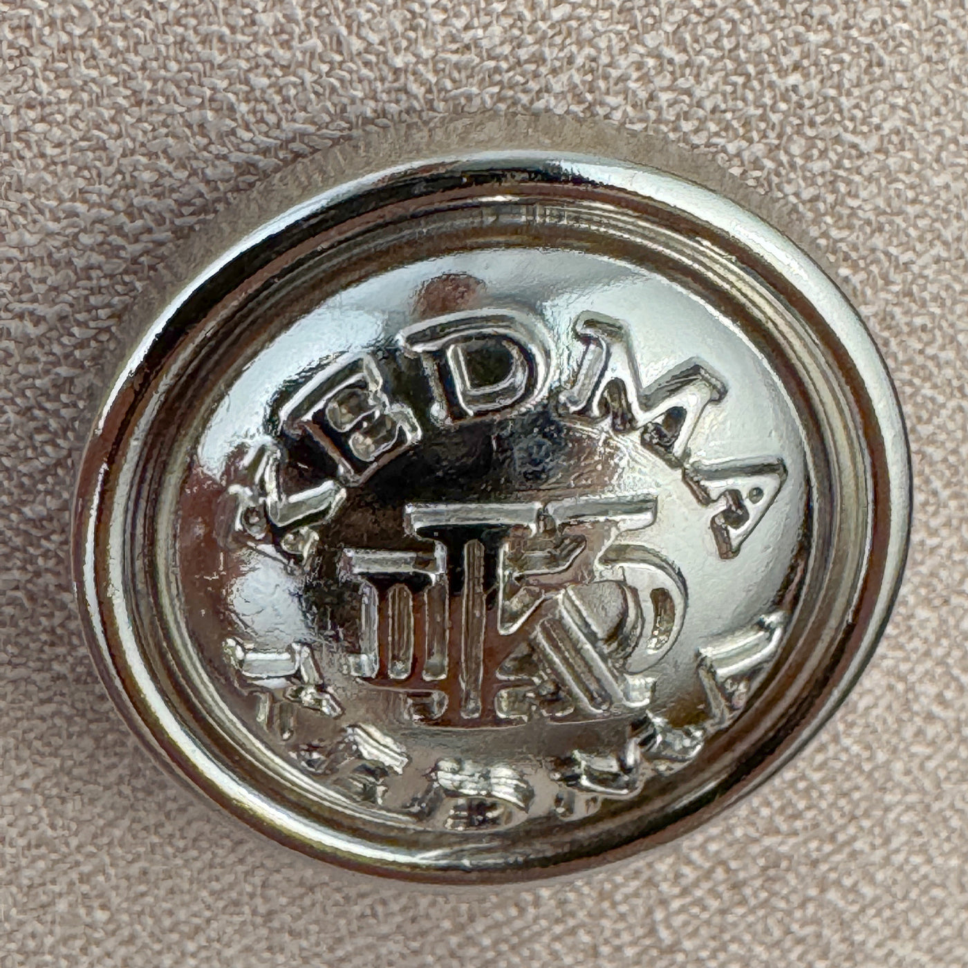 Beige Double-Breasted Suit with Pearl Buttons