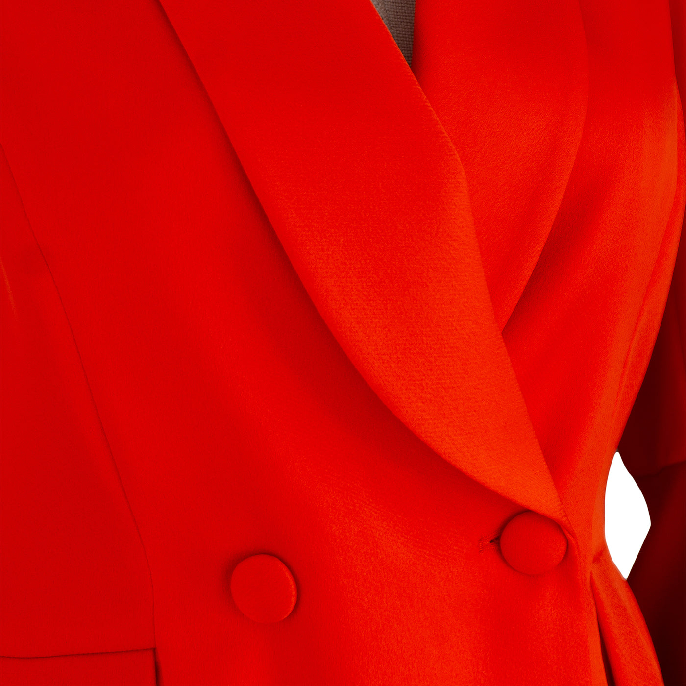 Bold Red Flared Sleeve Suit with Pearl Shoulder Detail