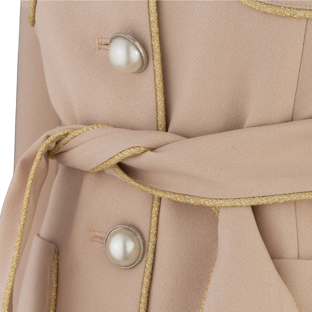 Beige Suit with Belt and Contrast Trim – Elegant with an Edge