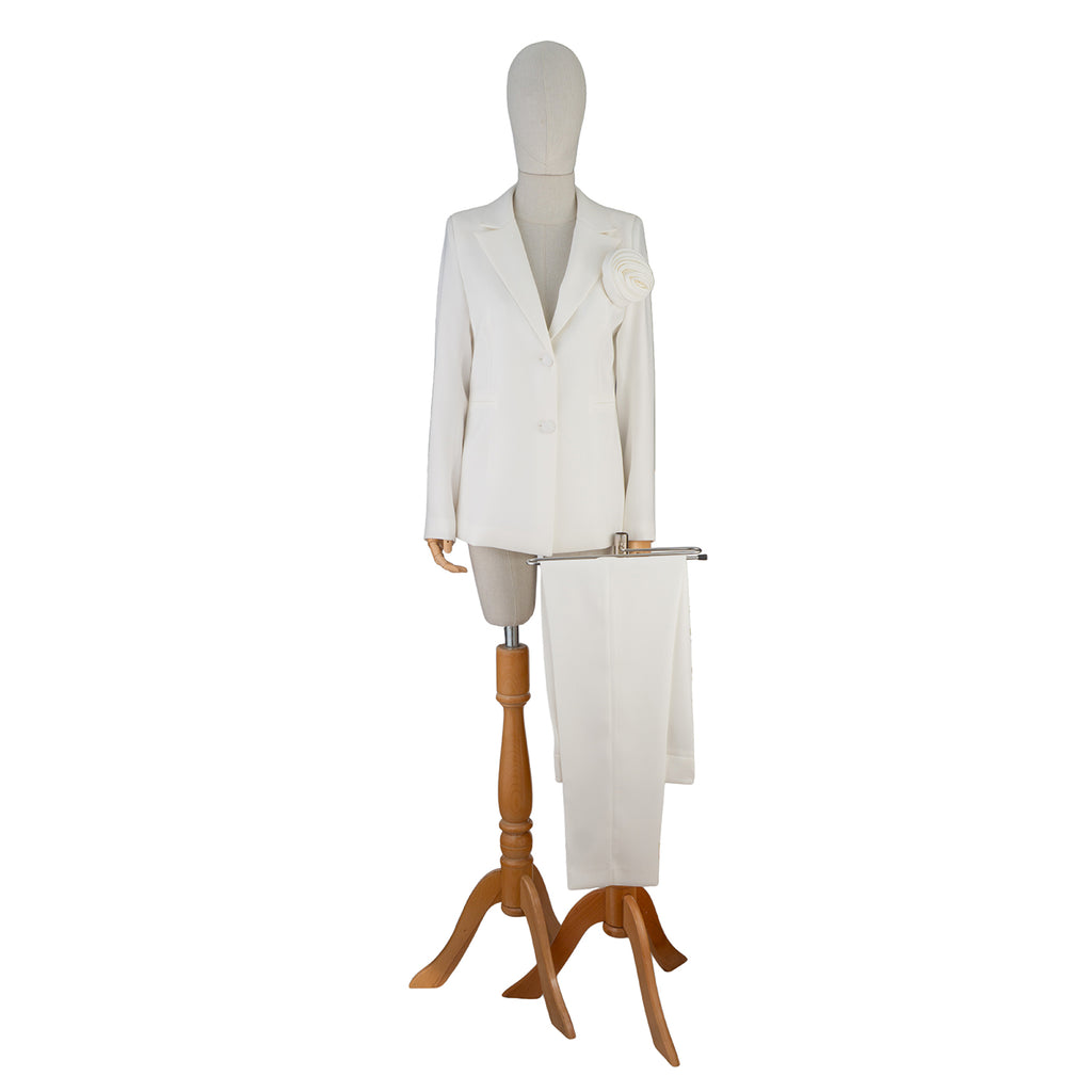 White Suit with Floral Detail — Modern Elegance Redefined