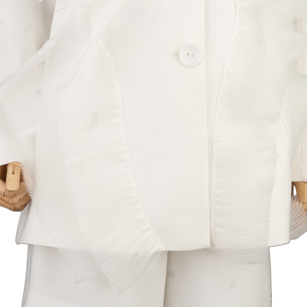 White Lightweight Shorts Suit with Long Blazer