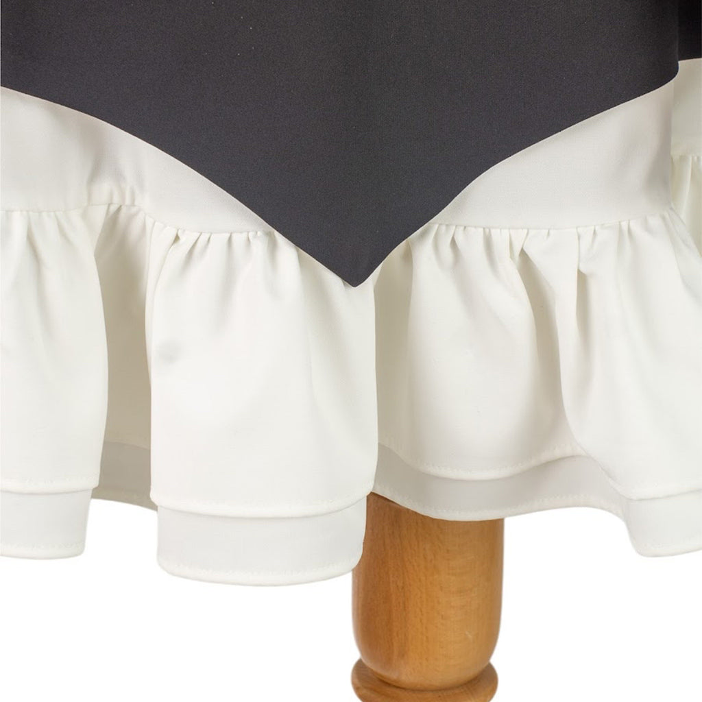 Black Mini Dress with White Ruffles and Statement Sleeves