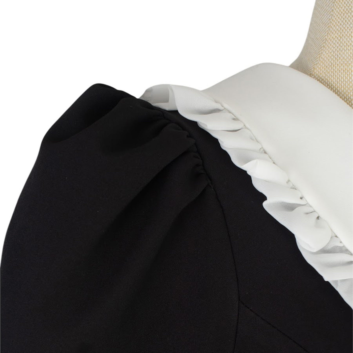 Midi Dress with Contrast Collar and Button Detail