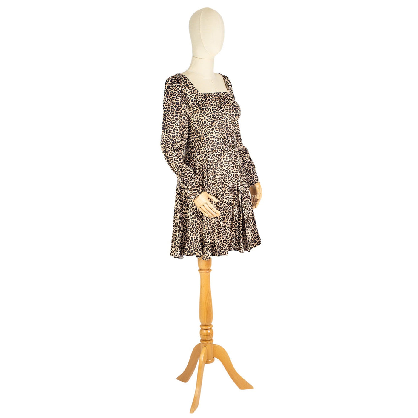 Mini Leopard Print Dress with Puff Sleeves
