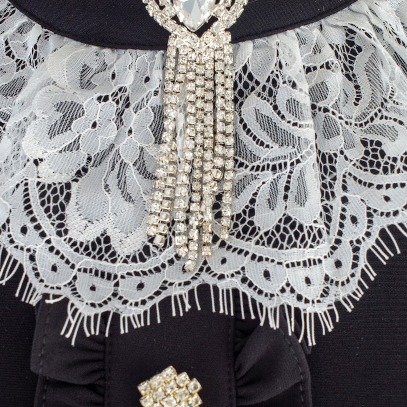 Vintage Black Dress with Lace Collar and Ruffle Hem