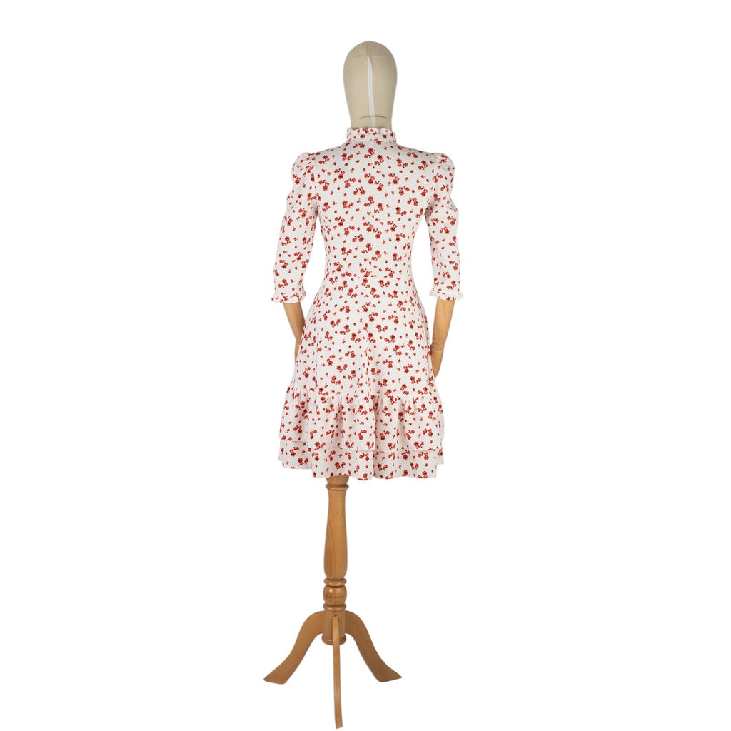 Floral Print Dress with Neck Bow and Keyhole Detail